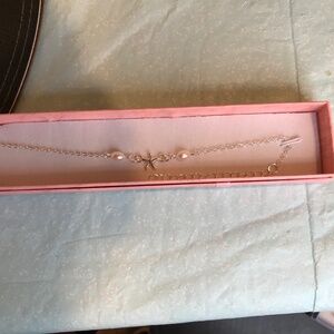 Silver star fish pearl anklet